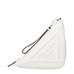 Prada White Leather Clutch Women's Bag